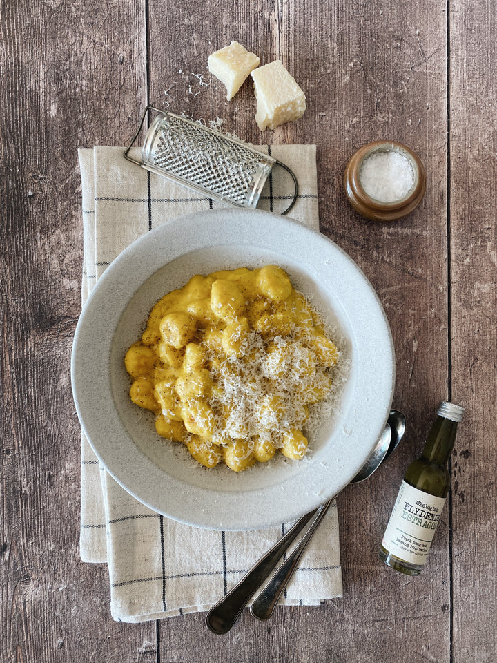 Gnocchi med græskarsauce med flydende estragon